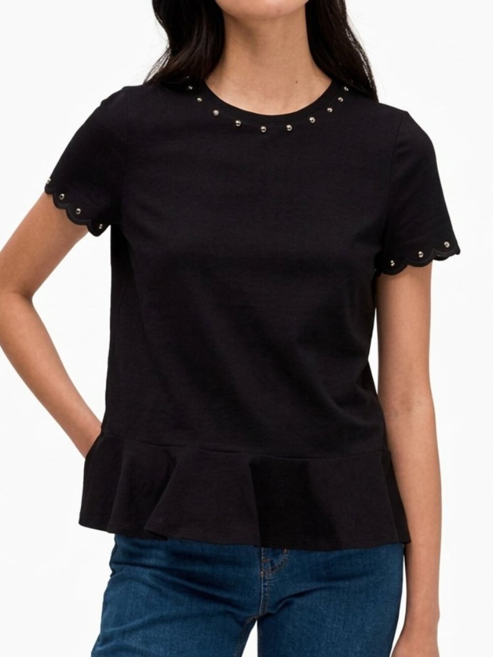 Kate Spade Black Embellished Tee Women's Size S
